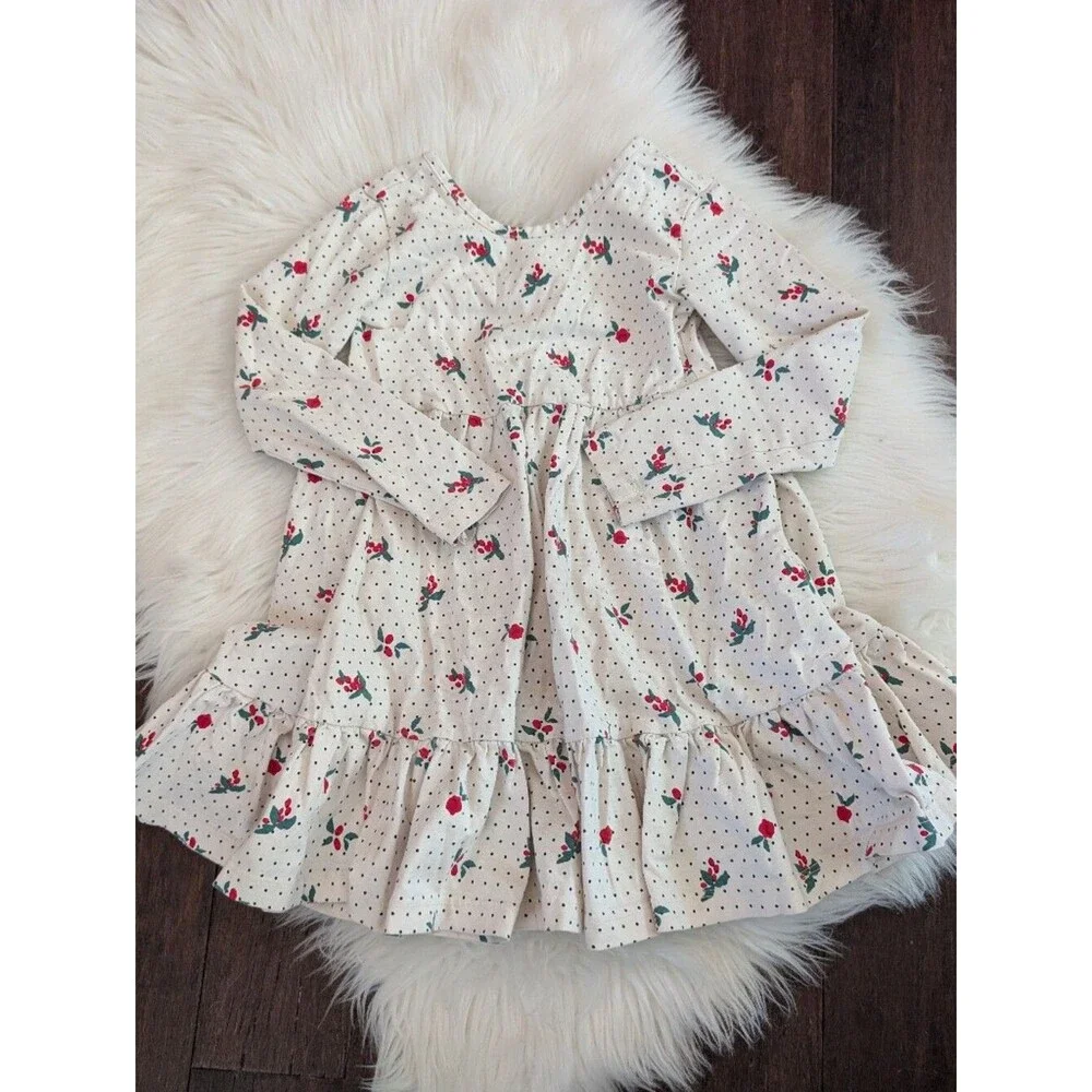 Hanna Andersson Holiday Christmas Holly Long Sleeve Twirl Dress Size 4T